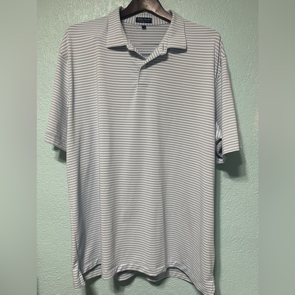 Peter Millar Shirt Mens XXL Blue Striped Short Sleeve Performance Golf Polo - Picture 1 of 8